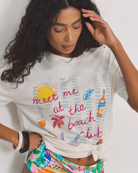 Beach Club Graphic Cotton Beach T-Shirt