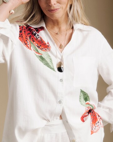 Julipa Longline Printed Linen Shirt