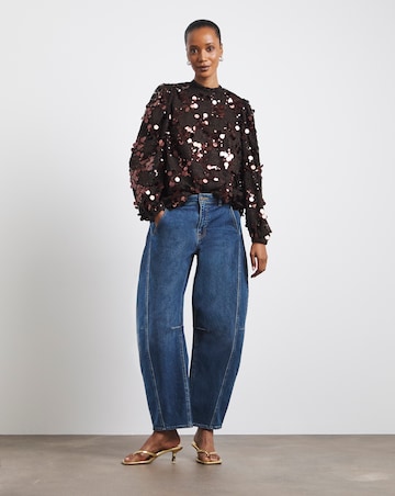 Joanna Hope High Neck Lace Sequin Blouse