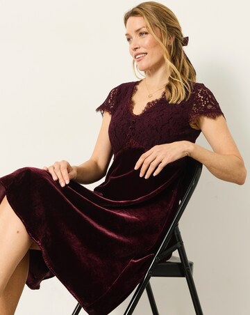 Fatface Thea Lace And Velvet Dress