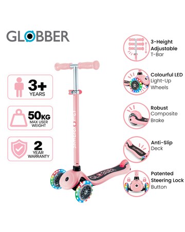 Globber Primo Lights - Pastel Pink