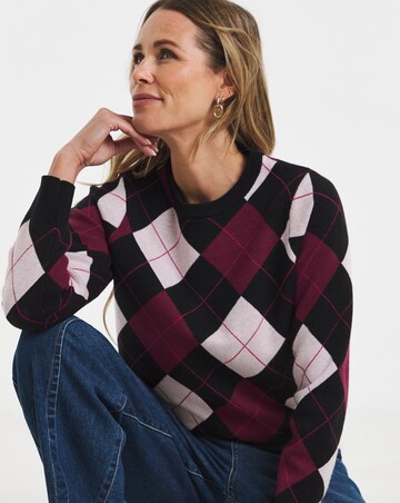 Crew Neck Argyle Jumper