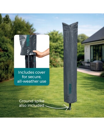 Tower 50m Rotary Airer with Cover and Ground Spike