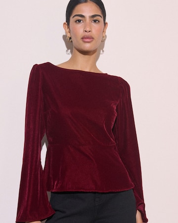 NOBODY'S CHILD EVA VELVET TOP WITH FLUTE SLEEVE