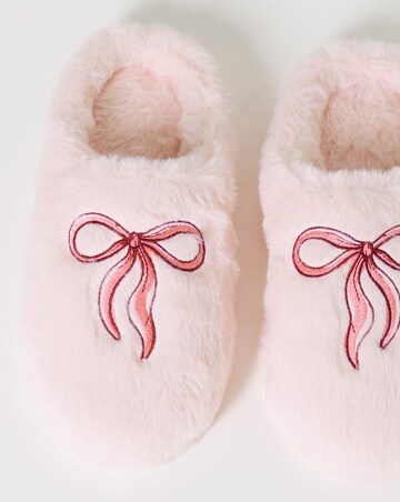 Sonnet Bow Fluffy Slippers - Wide Fit (E)