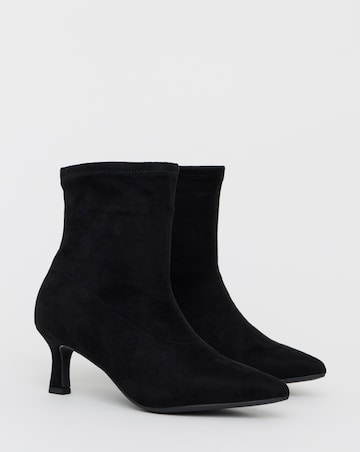 Ally Kitten Heel Sock Boot - Wide Fit (E)