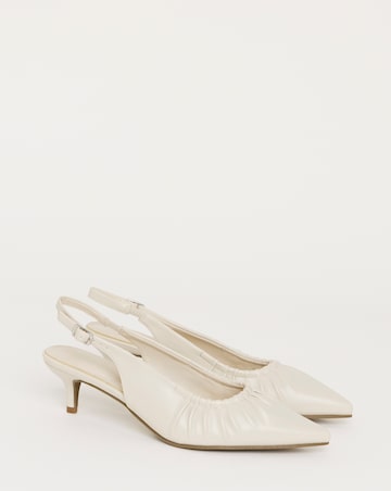 Tilda Ruched Front Kitten Heel Slingback Shoes - Extra Wide Fit (EEE)