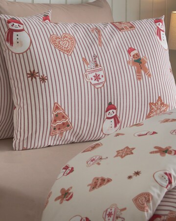 Catherine Lansfield Christmas Gingerbread Stripe Duvet Cover Set