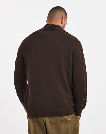 Cable Knitted Shawl Neck Cardigan