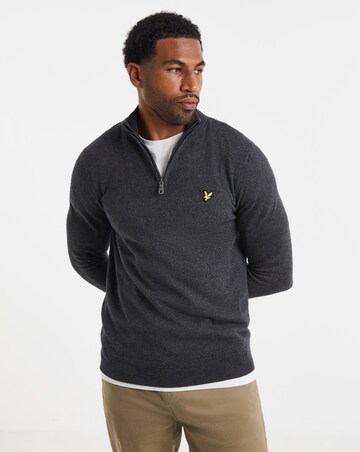 Lyle & Scott Cotton Merino 1/4 Zip Jumper - Charcoal