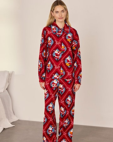 Chelsea Peers Organic Cotton Long Sleeve Button Up Christmas Pyjama Set