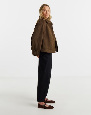 Brown Short Funnel Neck Jacket