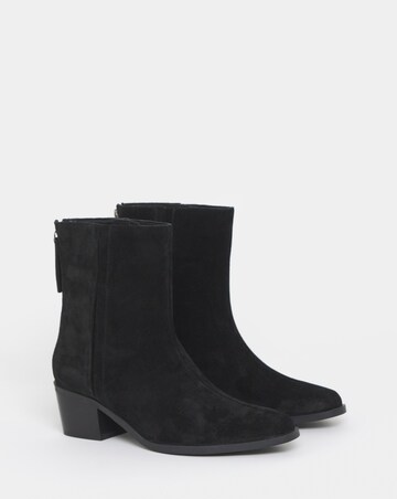 Shaundi Leather Block Heel Ankle Boots - Extra Wide Fit (EEE)