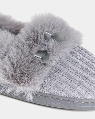 Audrey Faux Fur Trim Full Back Slippers - Wide Fit (E)