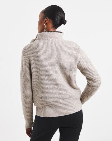 Tie Neck Whipstitch Jumper