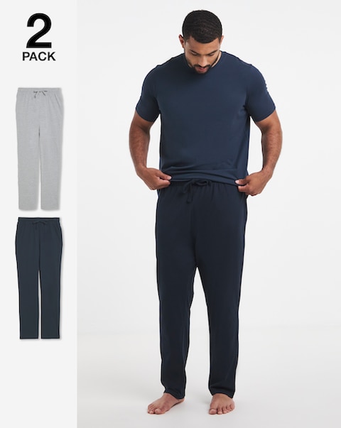 2 Pack Open Hem Lounge Joggers- Grey/Navy