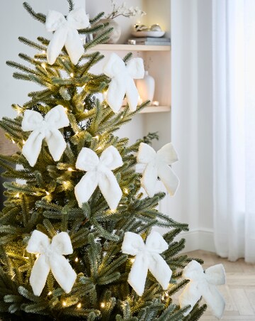 White Faux Fur Bows - Set of 8