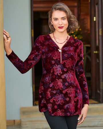 Joe Browns Hazel Printed Velour Tunic with Zip detail