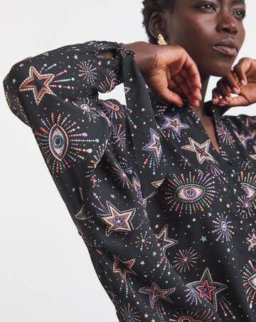 Twisted Wunder Stacey Star & Heart Print Chiffon Shirt
