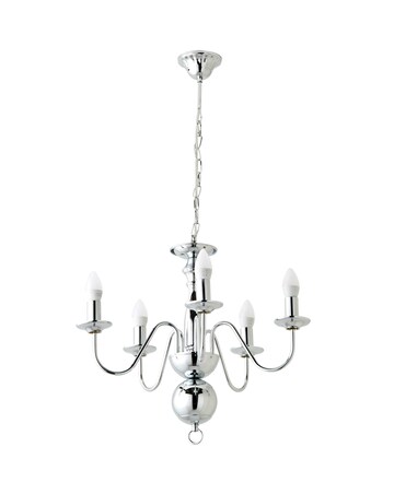 ValueLights Gothica Flemish Style 5 Way Ceiling Light Chrome