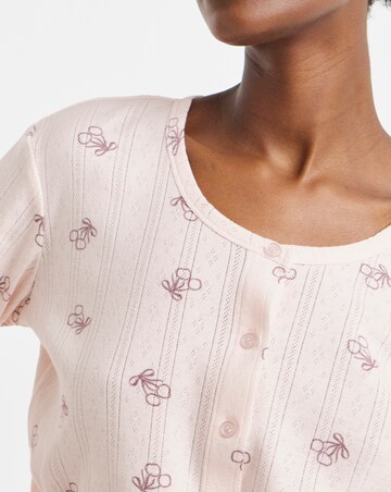 Pretty Secrets Bow Print Pointelle Rib Pyjama Set