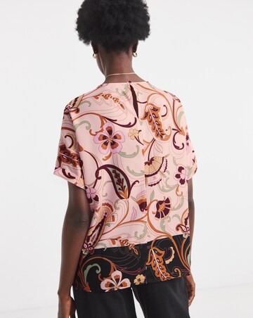 Border Print Short Sleeve Boxy Top