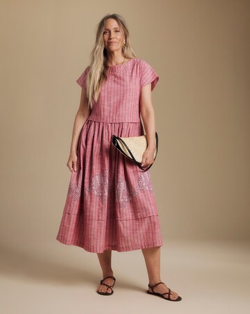 Julipa Stripe Embroidered Midi Dress