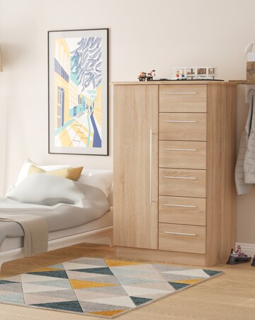 Osprey Ready Assembled 1 Door 5 Drawer Kids Wardrobe - Kids