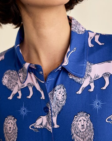Chelsea Peers Long Wide Sleeve Button Up Lion Pyjama Set