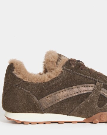 Araminta Suede Fur Trim Retro Trainers - Wide Fit (E)