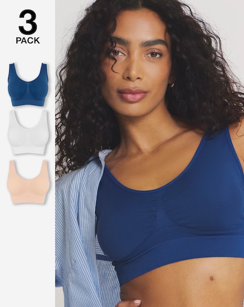 Pretty Secrets (3 Pack) Comfort Tops Navy/Blush/White