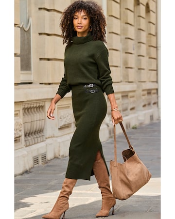 Sosandar Tweedy Look Knitted Midaxi Skirt