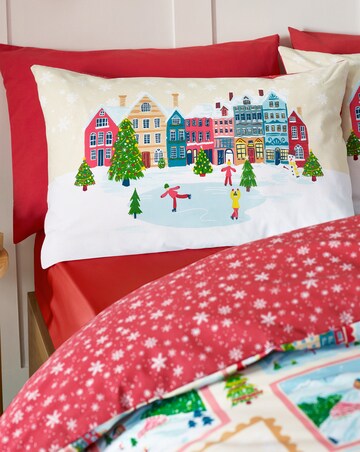 Catherine Lansfield Christmas Town Stamps Duvet Cover Set
