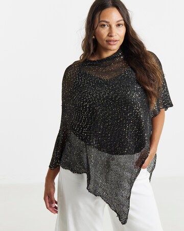 Simply Be Sequin Knitted Slouchy Poncho