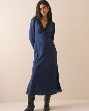 NOBODY'S CHILD PETITE LS AIDA MIDI DRESS