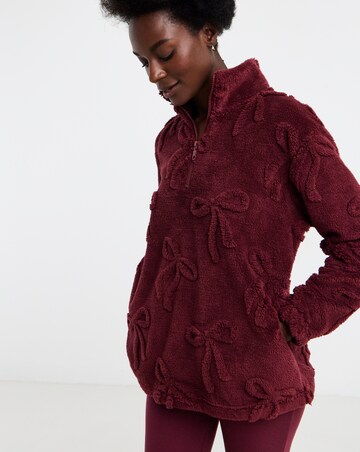 Pretty Secrets Bow Textured Fleece Half Zip Lounge Set
