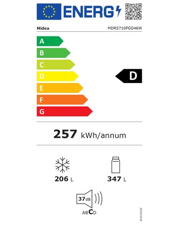 Midea Side-by-Side Fridge Freezer - Silver + Installation