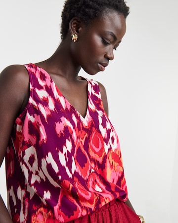 Printed V Neck Woven Vest