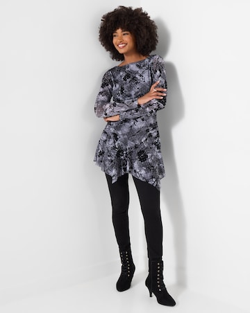 Joe Browns Flocked Sparkle Tunic Top With Asymmetric Hem