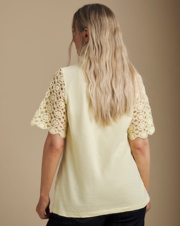Julipa Pure Cotton Crochet Sleeve T-Shirt