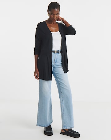 Black Edge to Edge Jersey Cardigan