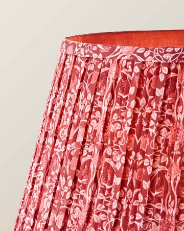 ValueLights Bobble Walnut Floor Lamp with Burgundy Floral Pleated Shade