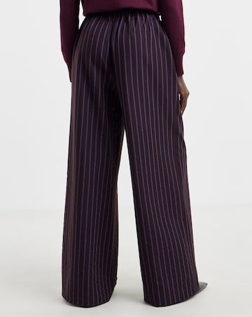 Plum Stripe Tie Waist Wide Leg Trouser Co Ord