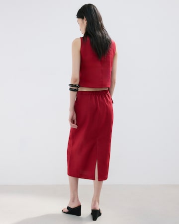 Mango Linen Midi Skirt