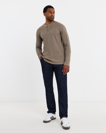 Textured Long Sleeve Grandad T-Shirt