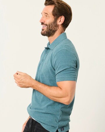 FatFace Short Sleeve Pique Polo - Dark Teal Blue