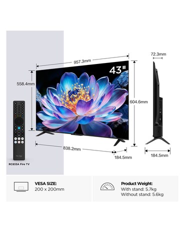 TCL 43V6D-UK 43in 4K HDR10+ Dolby Atmos Smart Fire TV