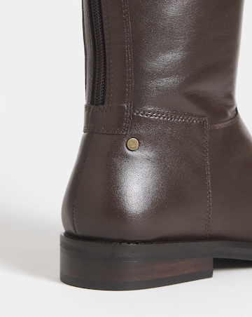 Theodora Leather Flat Knee High Boots - Wide Fit (E) & Curvy Calf