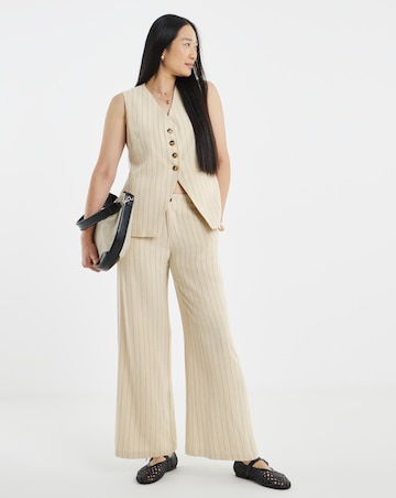 Stripe Linen Mix Wide Leg Trousers