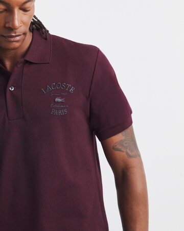 Lacoste Short Sleeve Embroidered Pique Polo - Burgundy